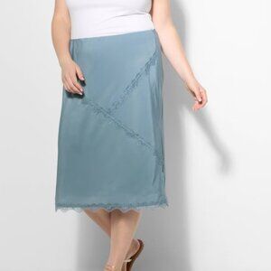 Women's Lace Trim Midi A-Line Skirt - Wild Fable